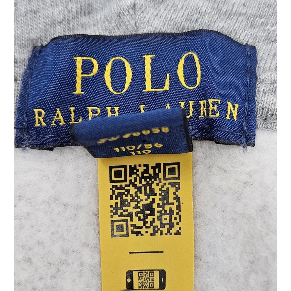 Polo Ralph Lauren Boy's 4T Toddler Full Zip Fleece Hoodie Gray, Navy Pony, EUC!